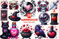 Valentine Gothic Witch Clipart Bundle 1 - CraftNest - Digital Crafting and Art