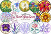 Round Stained Glass Spring Little Flower Clipart Bundle