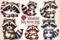 Silly Raccoon Clipart Bundle - CraftNest - Digital Crafting and Art