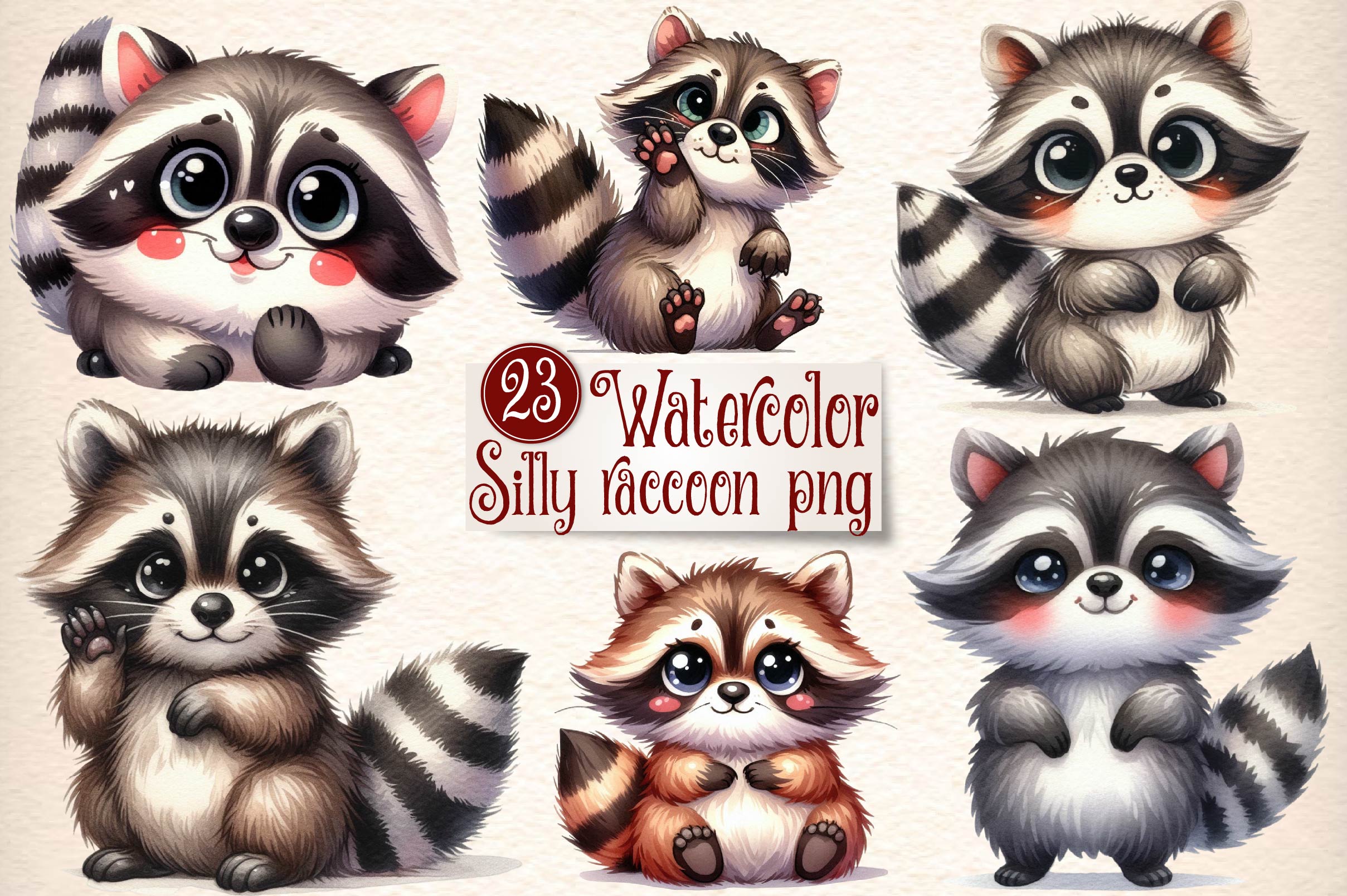 Silly Raccoon Clipart Bundle - CraftNest - Digital Crafting and Art