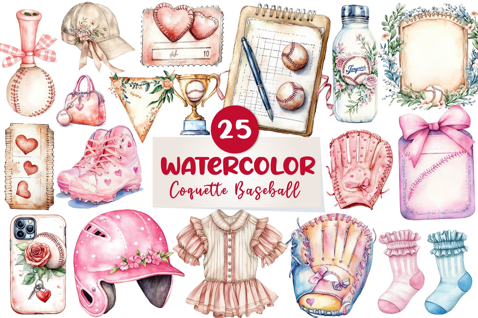 Coquette Baseball Clipart Bundle 1 - CraftNest - Digital Crafting and Art
