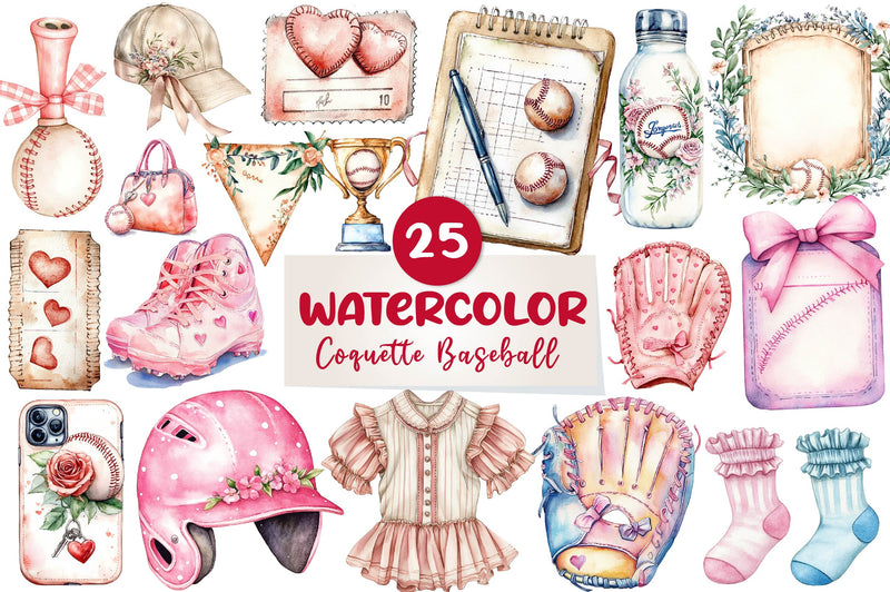 Coquette Baseball Clipart Bundle 1 - CraftNest - Digital Crafting and Art