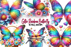 Glitter Rainbow Butterfly Clipart Bundle - CraftNest - Digital Crafting and Art