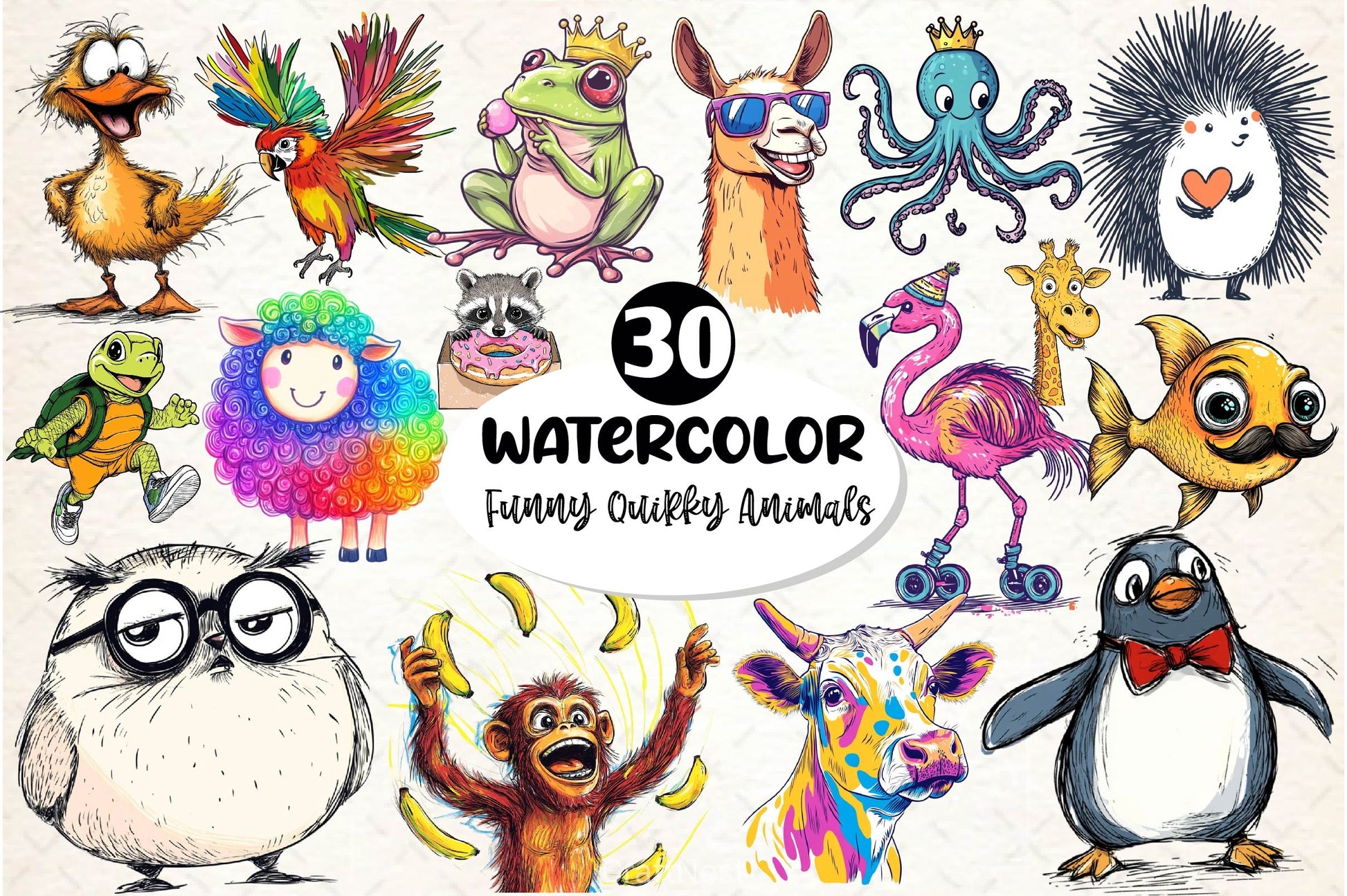 Funny Quirky Animals Clipart Bundle 2 - CraftNest - Digital Crafting and Art