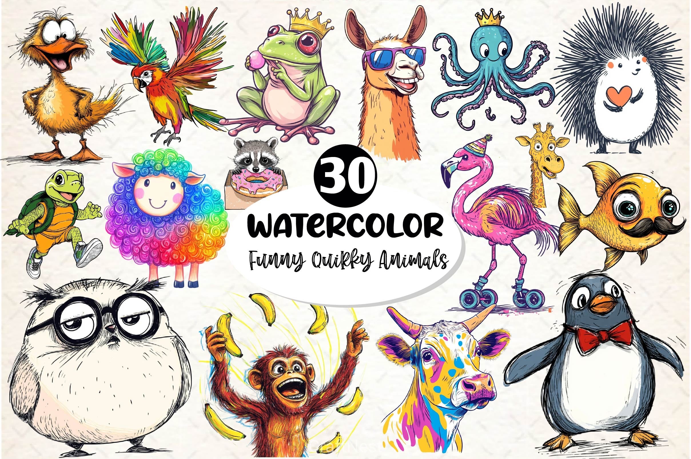 Funny Quirky Animals Clipart Bundle 2 - CraftNest - Digital Crafting and Art