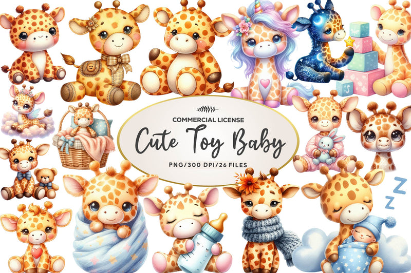 Cute Plush Toy Baby Giraffe Clipart Bundle - CraftNest - Digital Crafting and Art