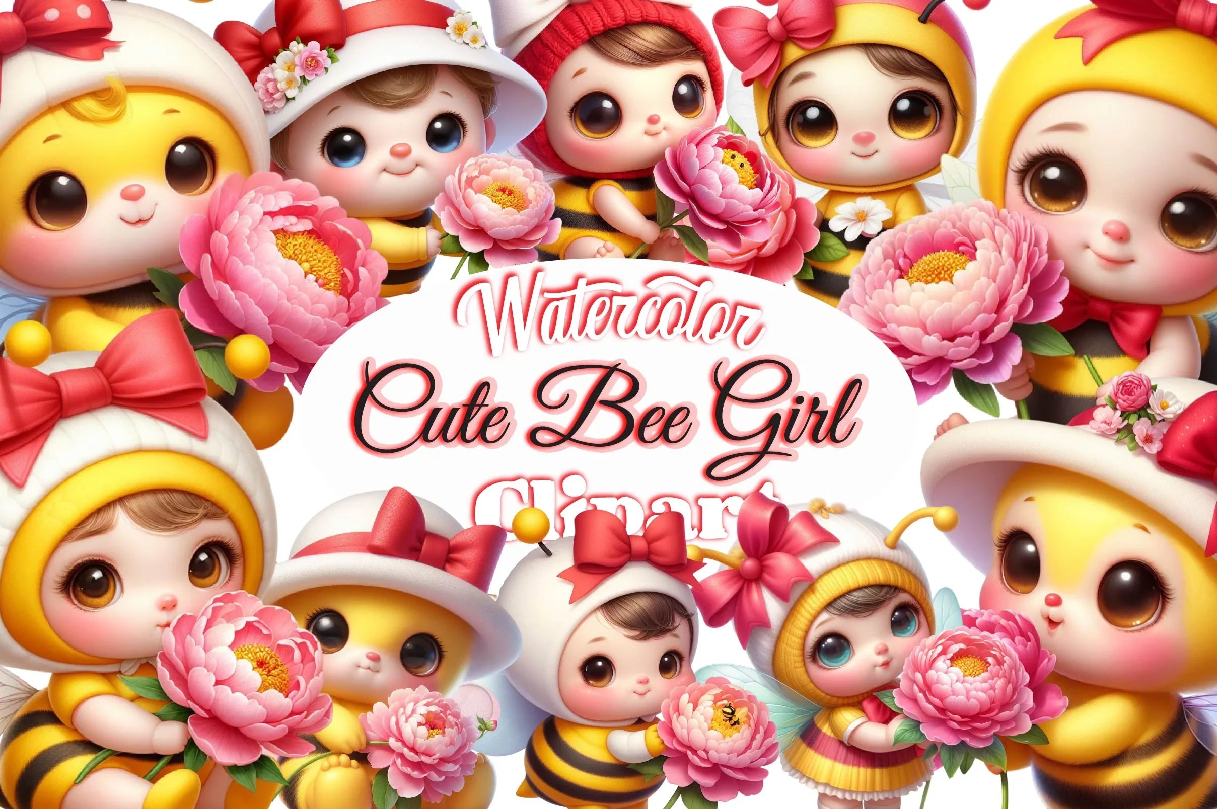 Cute Bee Clipart Bundle 2 - CraftNest - Digital Crafting and Art