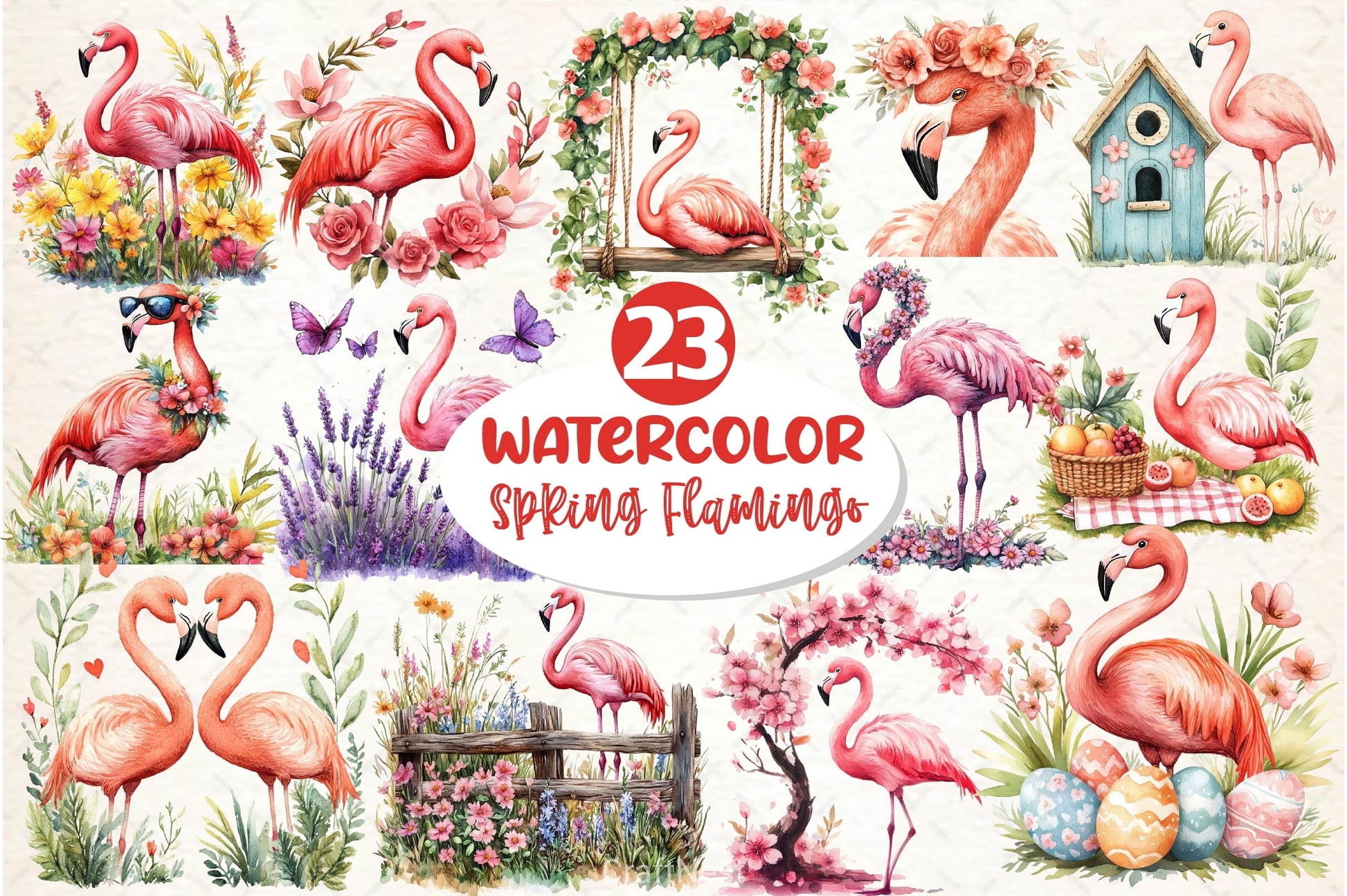 Spring Flamingo Clipart Bundle 2 - CraftNest - Digital Crafting and Art