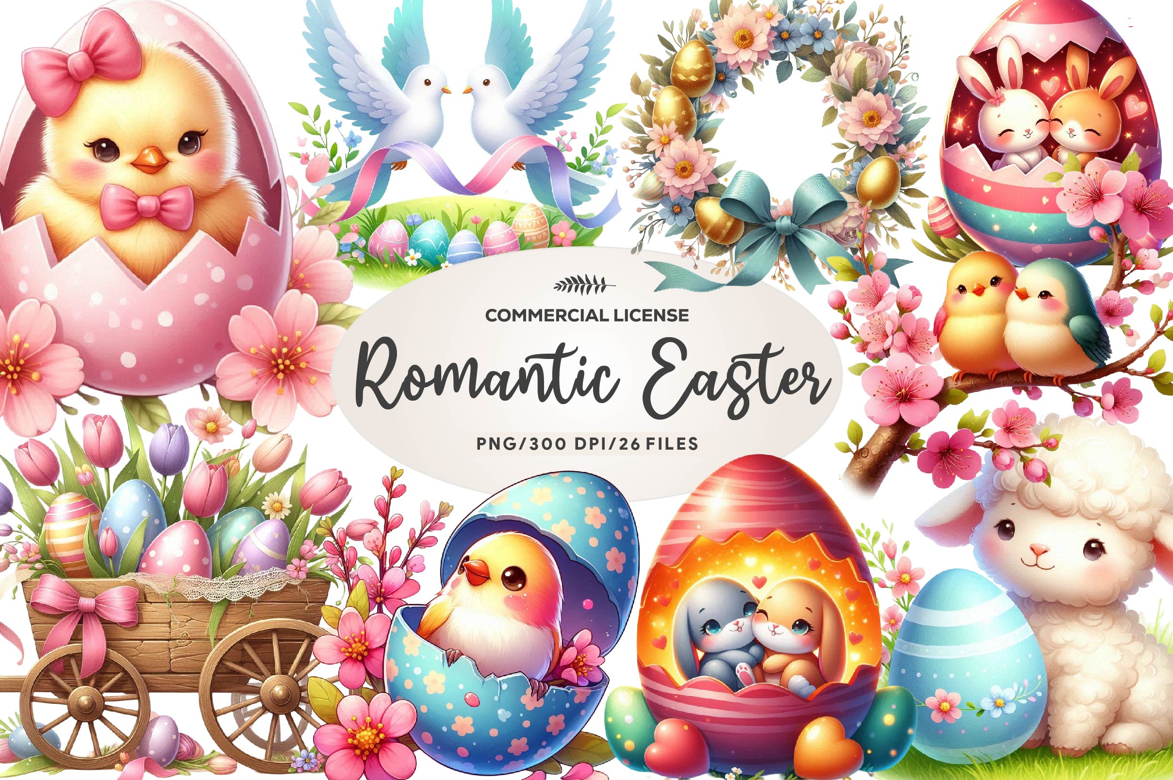 Romantic Easter Clipart Bundle - CraftNest - Digital Crafting and Art