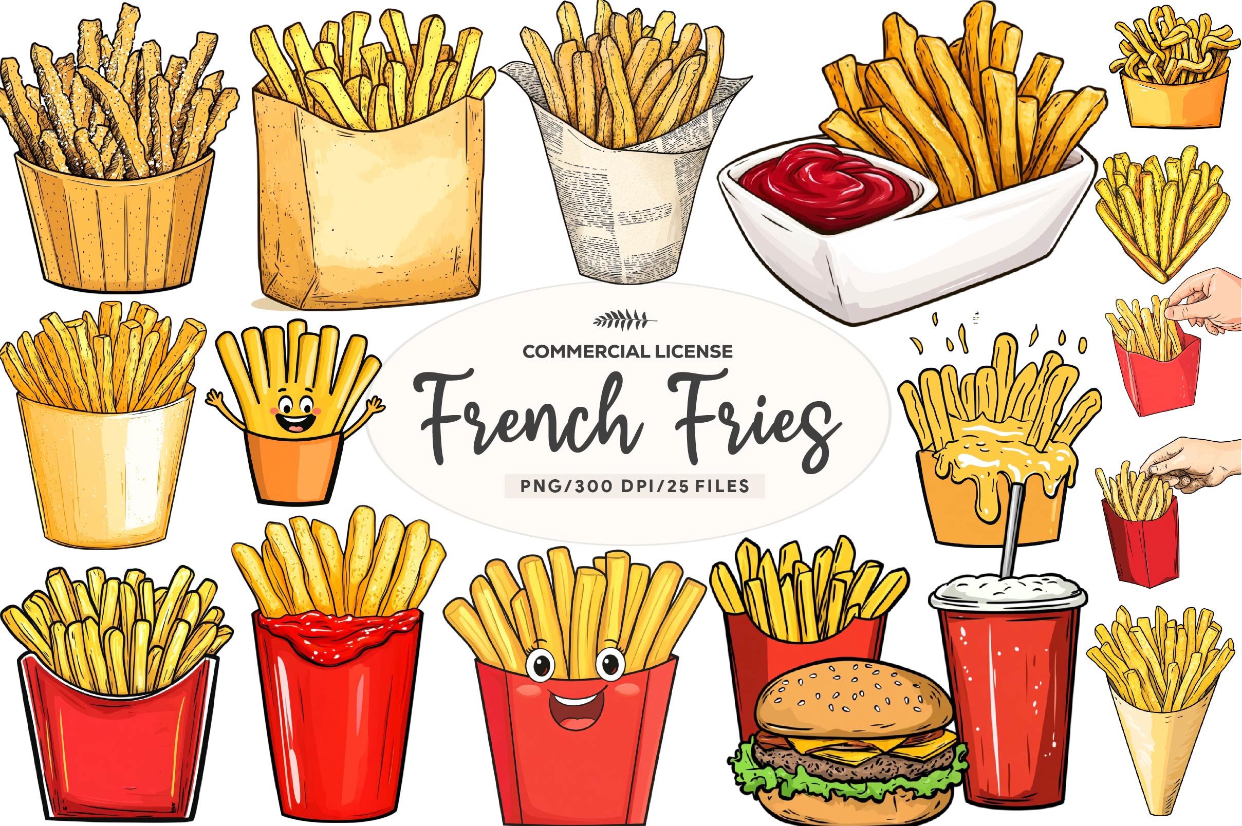 French Fries Clipart Bundle - CraftNest - Digital Crafting and Art
