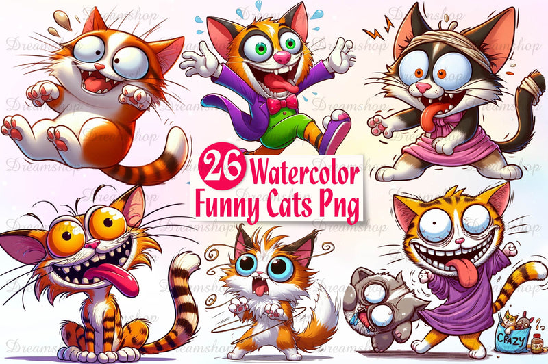 Funny Cats Funny Cat Faces Clipart Bundle - CraftNest - Digital Crafting and Art
