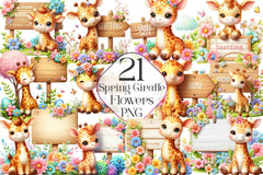 Giraffe Spring Flowers Clipart Bundle 2 - CraftNest - Digital Crafting and Art