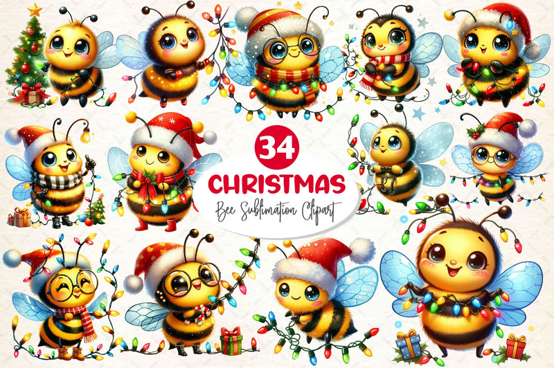 Christmas Funny Bee Clipart Bundle 2 - CraftNest - Digital Crafting and Art