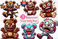 Spooky Scary Teddy Bear Clipart Bundle - CraftNest - Digital Crafting and Art