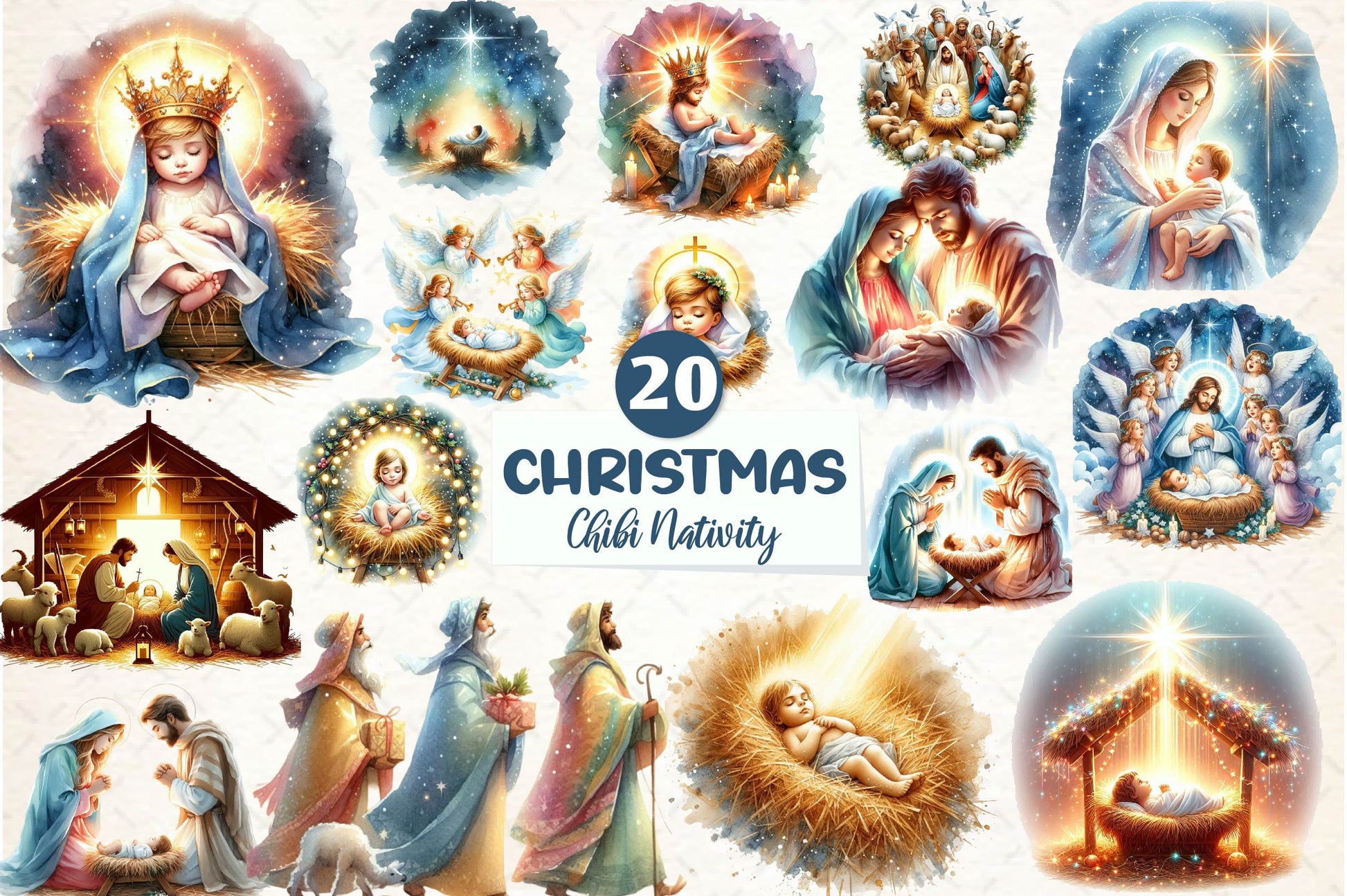 Chibi Nativity Christmas Clipart Bundle - CraftNest - Digital Crafting and Art