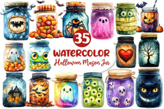 Halloween Mason Jar Clipart Bundle - CraftNest - Digital Crafting and Art