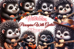 Porcupine With Guitar Clipart Bundle - CraftNest - Digital Crafting and Art