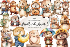 Cute Beaver Clip Art Woodland Animals Clipart Bundle - CraftNest - Digital Crafting and Art