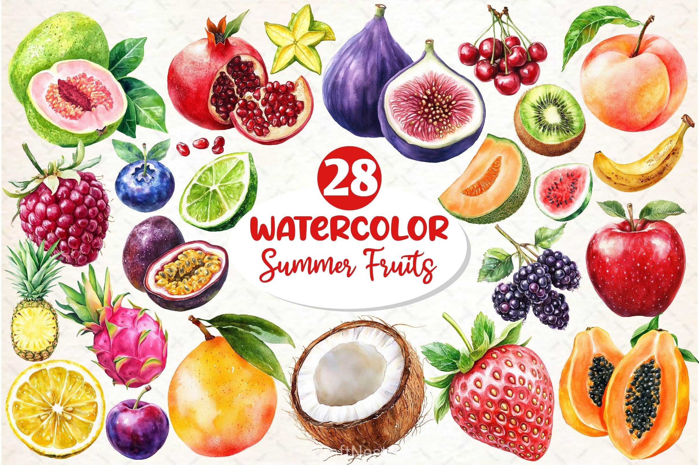 Summer Fruits Clipart Bundle 2 - CraftNest - Digital Crafting and Art