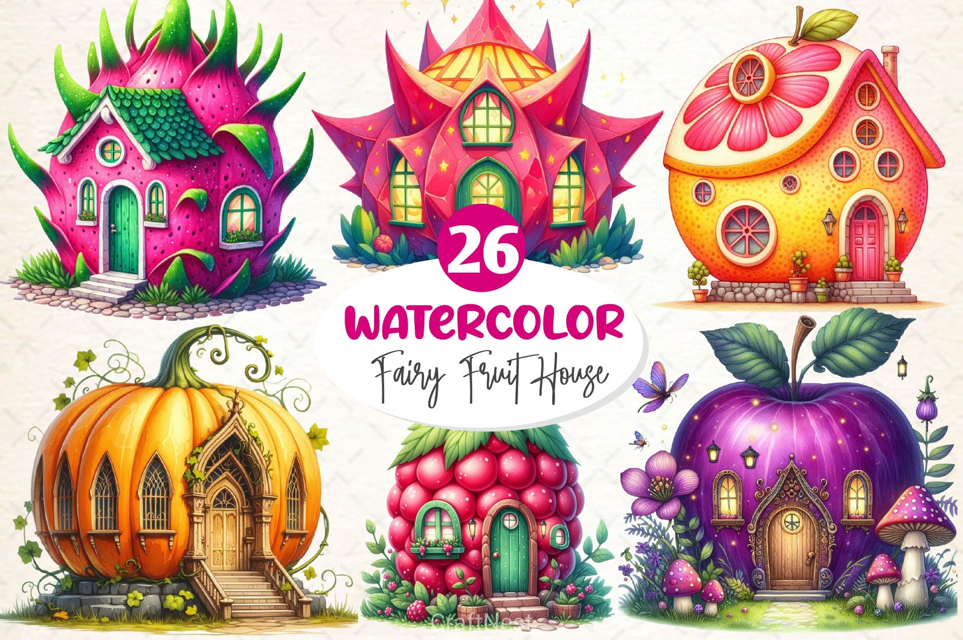Fairy Fruit House Clipart Bundle 2 - CraftNest - Digital Crafting and Art