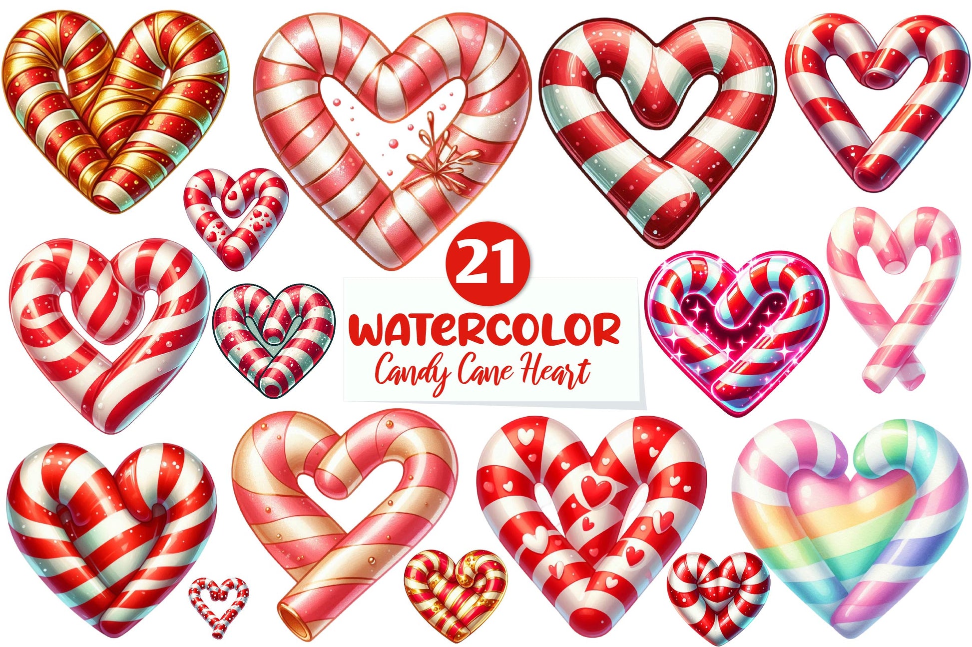 Christmas Candy Cane Heart Clipart Bundle - CraftNest - Digital Crafting and Art