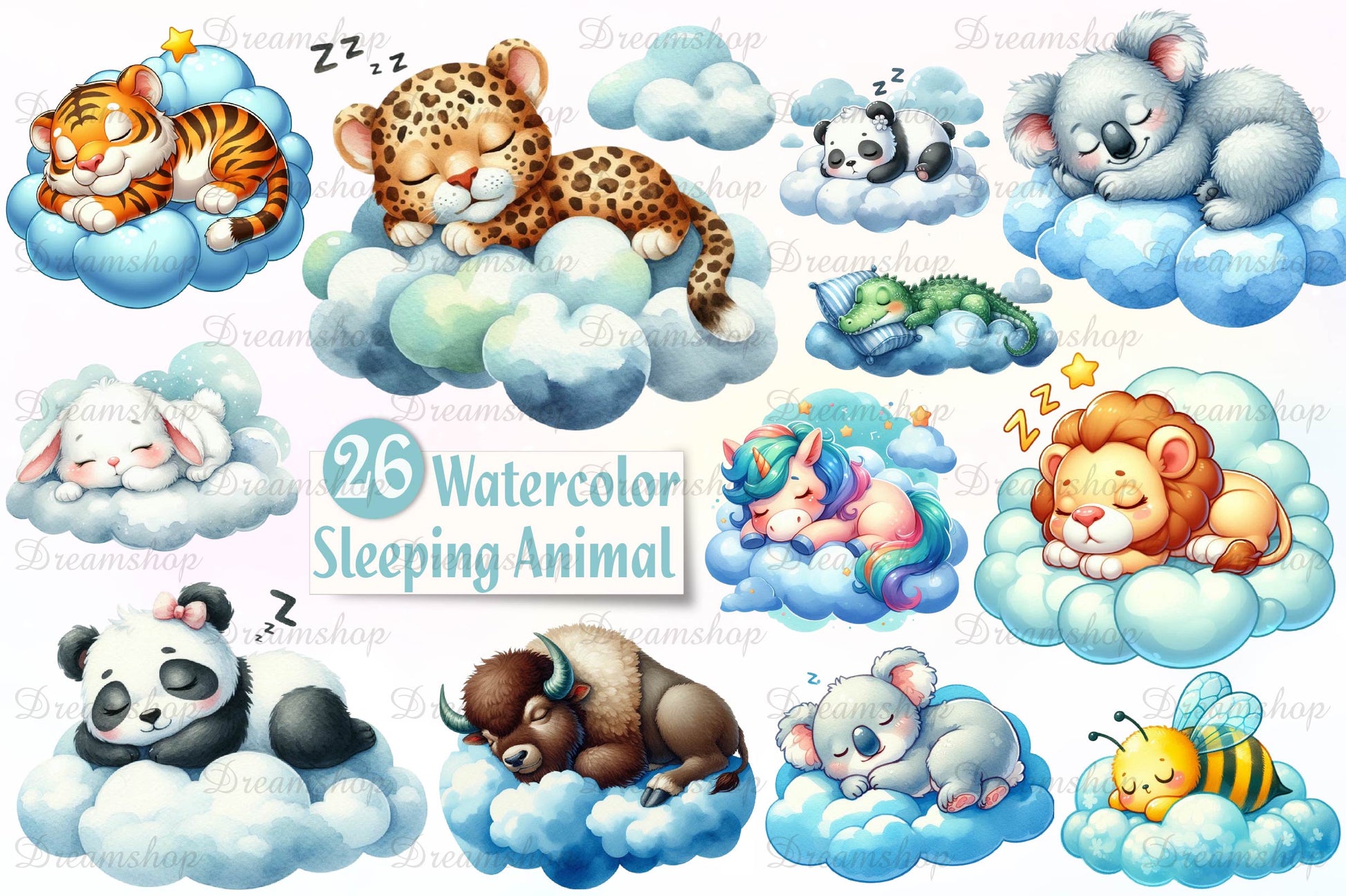 Lovely Baby Animal Sleeping Clipart Bundle - CraftNest - Digital Crafting and Art