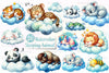 Lovely Baby Animal Sleeping Clipart Bundle