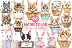 Easter Bunny Cat Peeking Clipart Bundle - CraftNest - Digital Crafting and Art