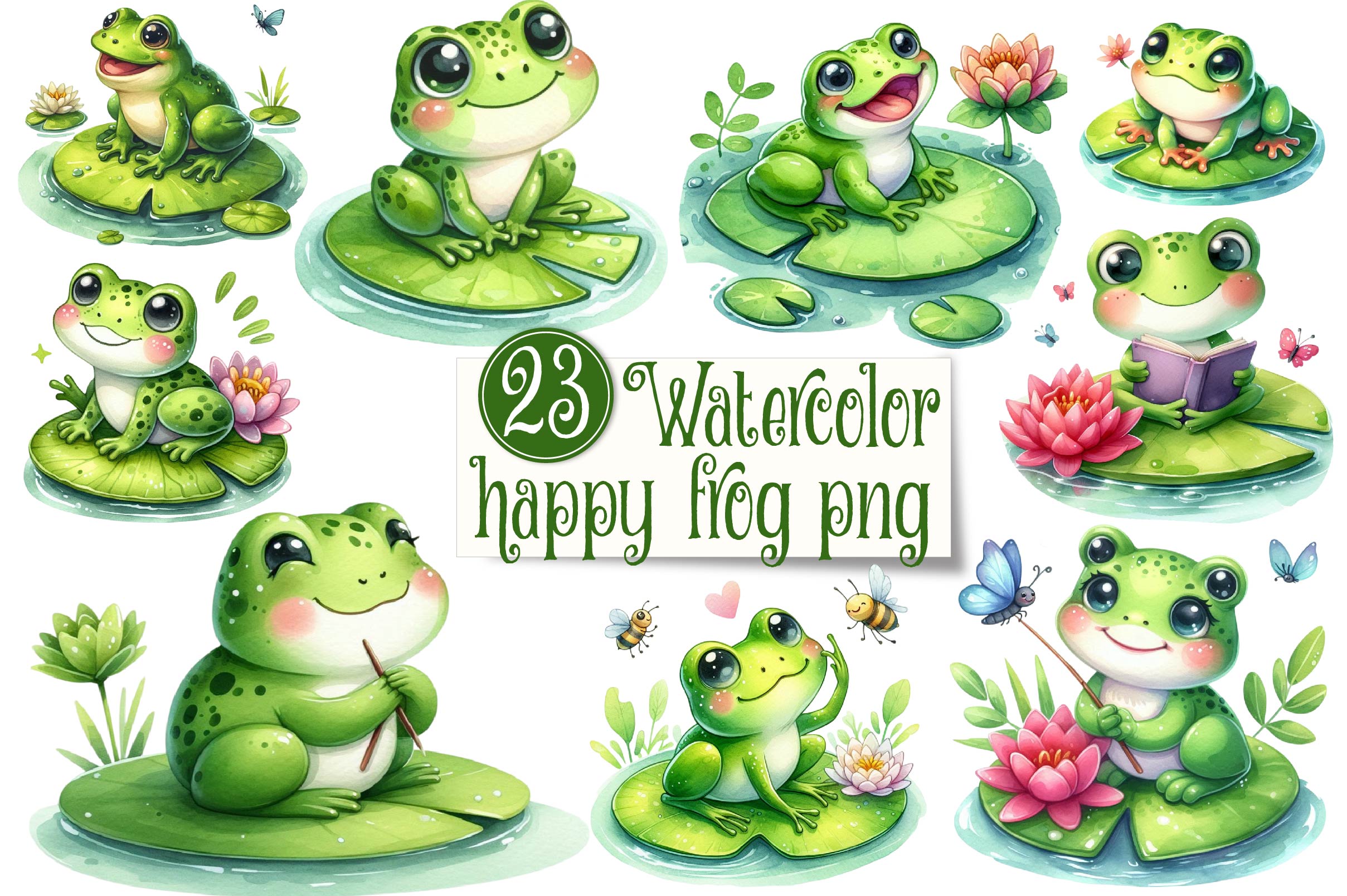 Happy Frog Clipart Bundle - CraftNest - Digital Crafting and Art
