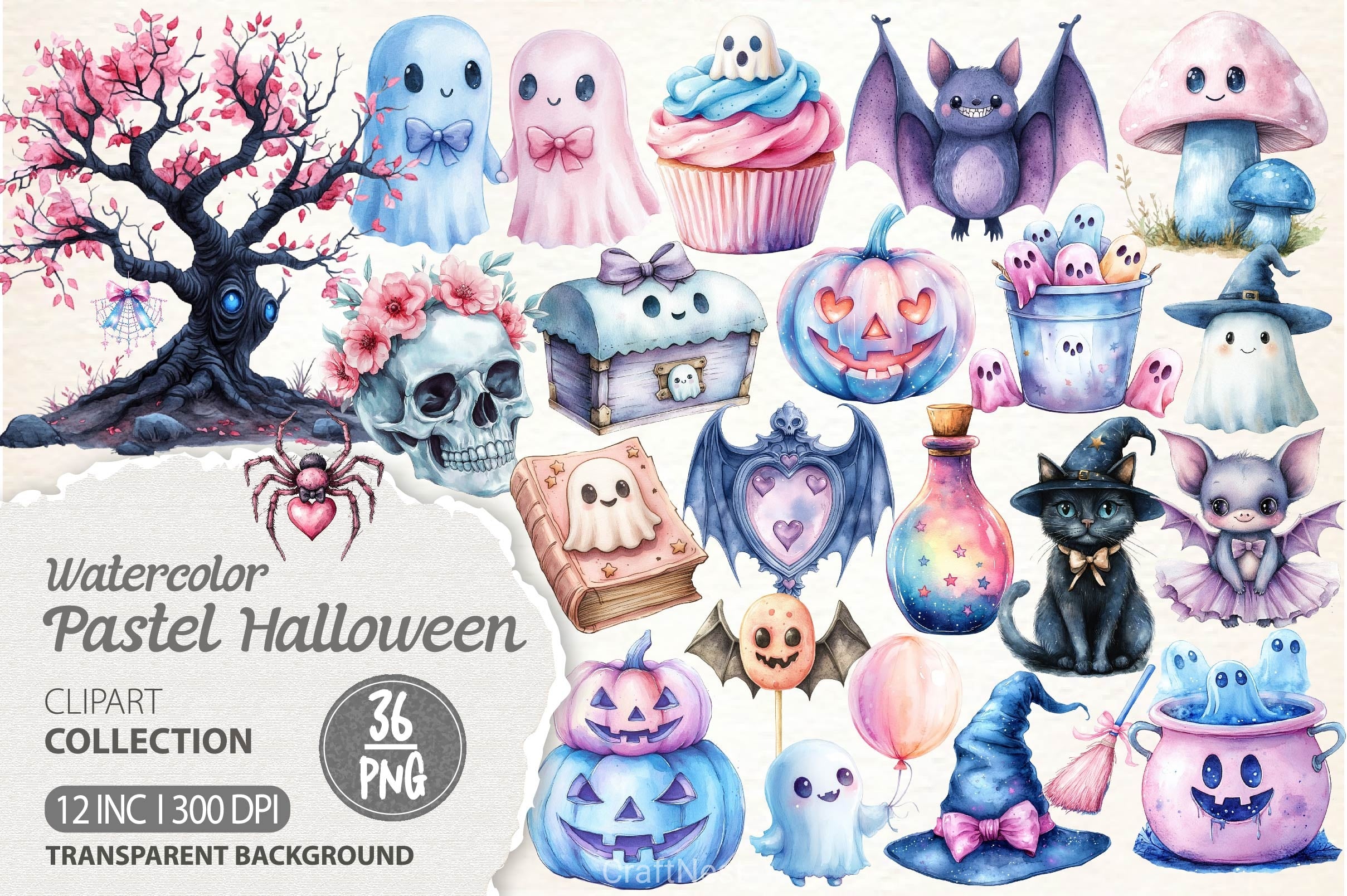Pastel Halloween Clipart Bundle 5 - CraftNest - Digital Crafting and Art
