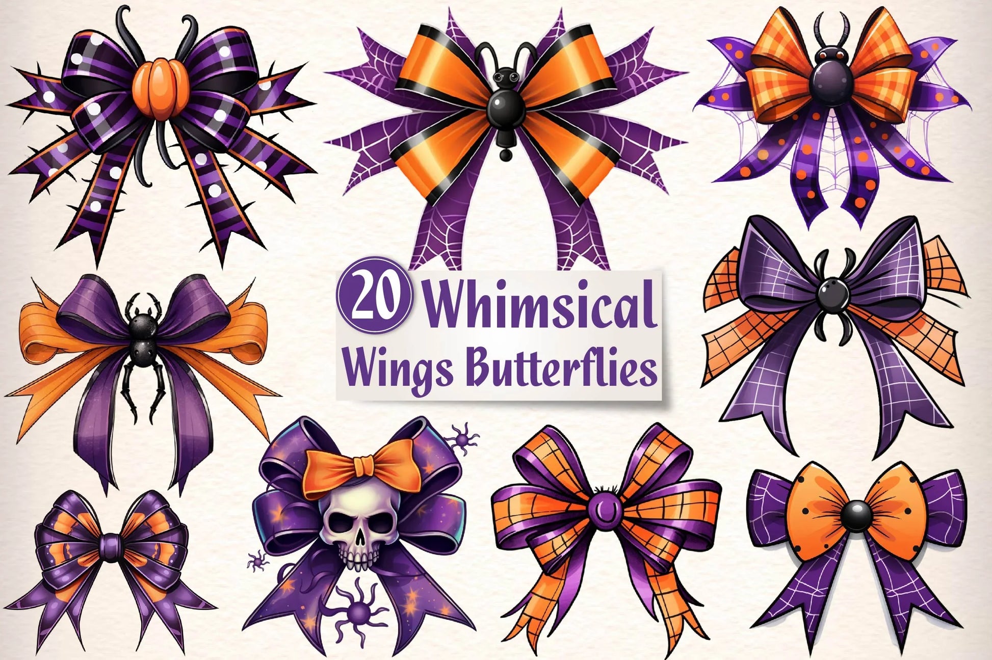 Halloween Bow Ribbon Clipart Bundle - CraftNest - Digital Crafting and Art