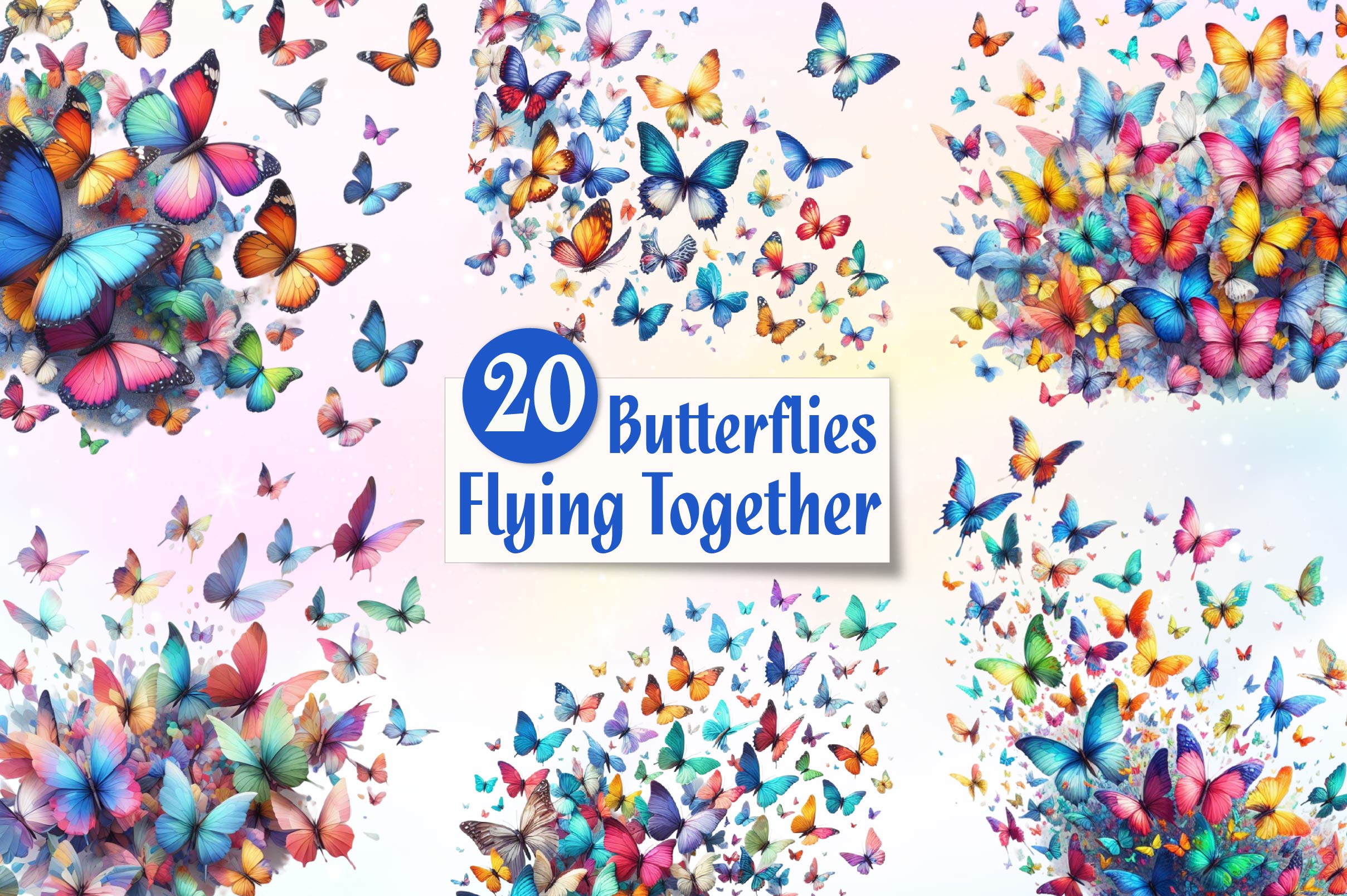 Butterflies Flying Together Clipart Bundle - CraftNest - Digital Crafting and Art