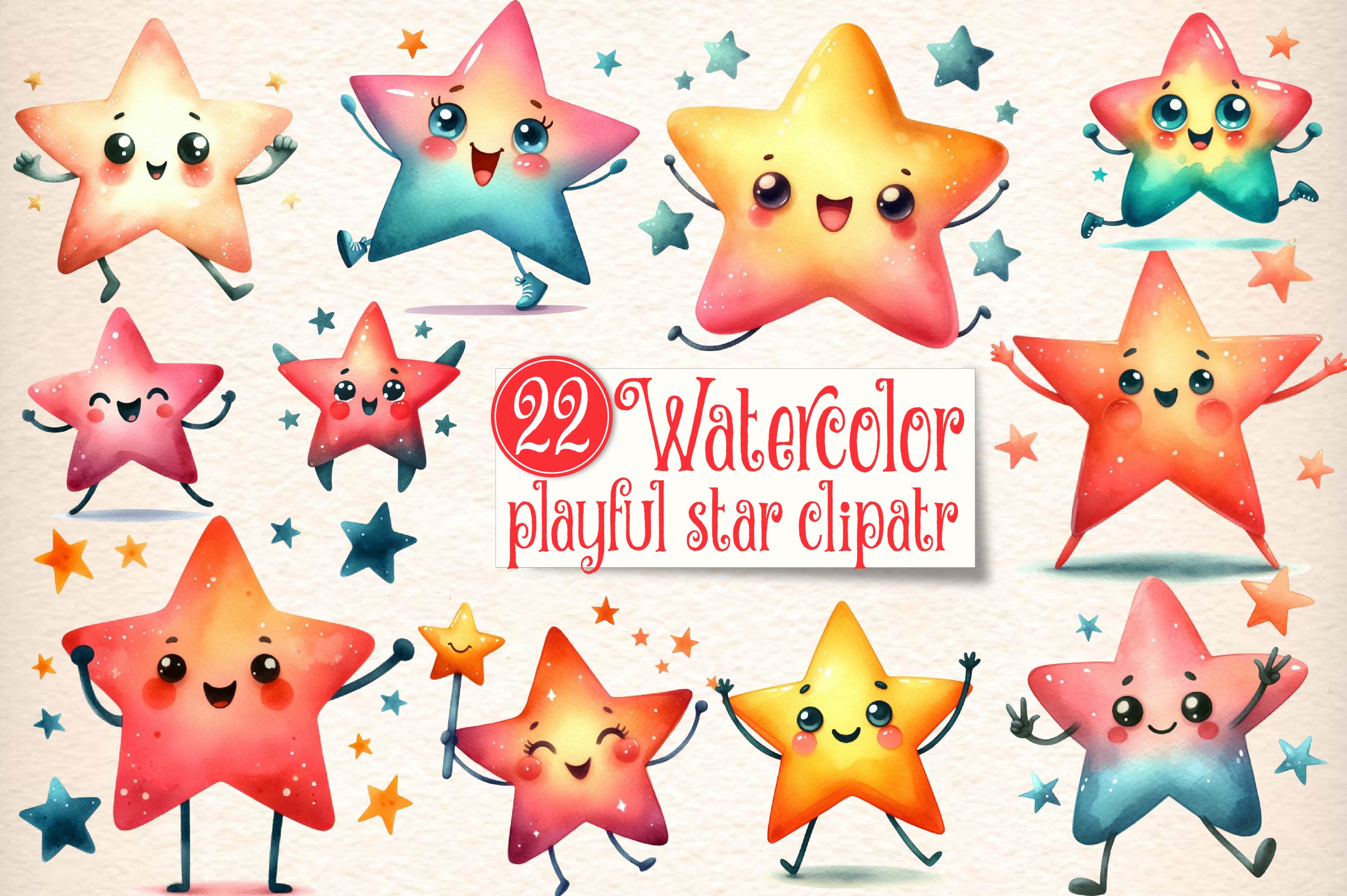 Playful Star Clipart Bundle - CraftNest - Digital Crafting and Art