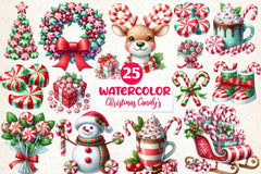 Red Green Christmas Peppermint Candies Clipart Bundle - CraftNest - Digital Crafting and Art