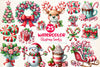 Red Green Christmas Peppermint Candies Clipart Bundle