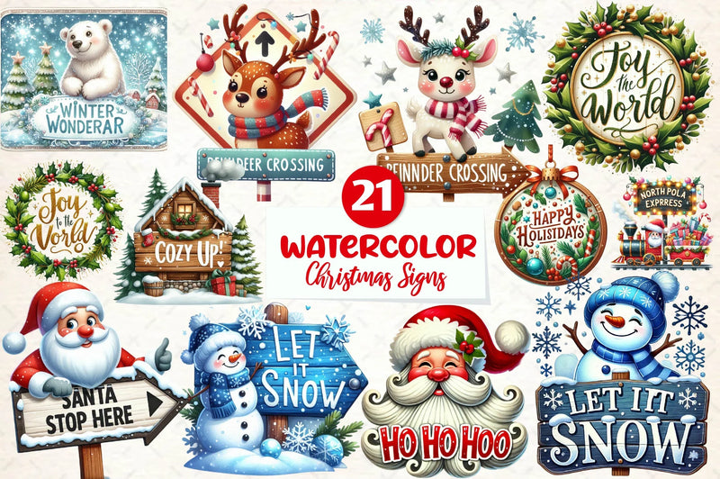 Cute Christmas Signs Clipart Bundle - CraftNest - Digital Crafting and Art