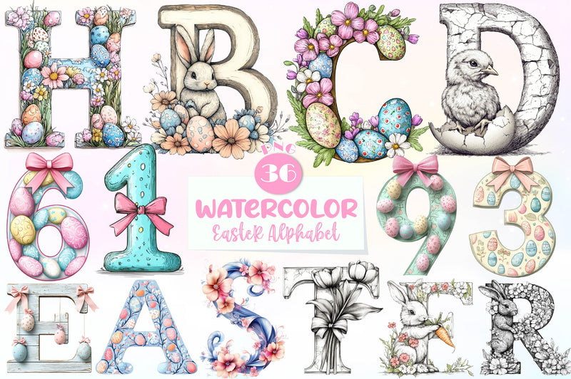 Easter Alphabet Clipart Bundle - CraftNest - Digital Crafting and Art