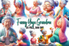 Funny Yoga Grandma Clipart Bundle