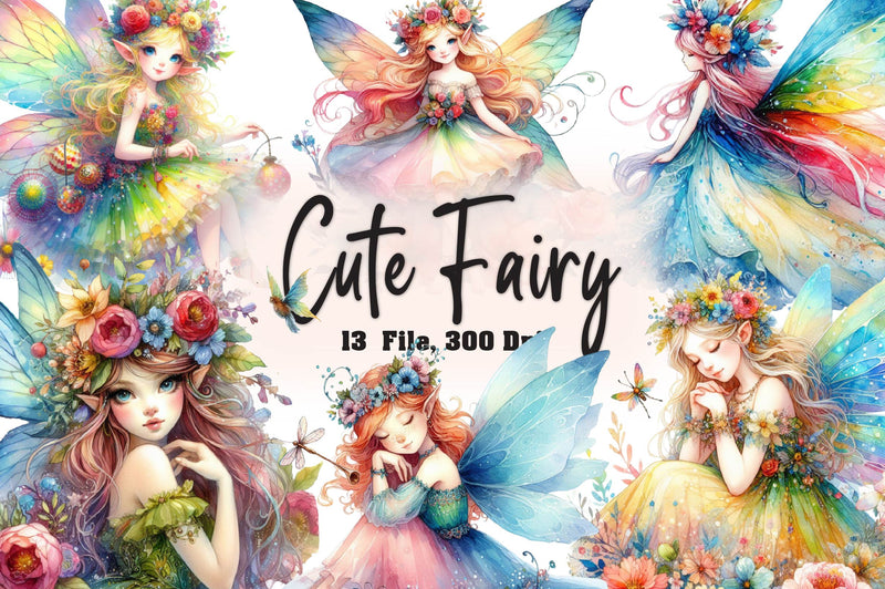 Cute Fairy Clipart Bundle - CraftNest - Digital Crafting and Art