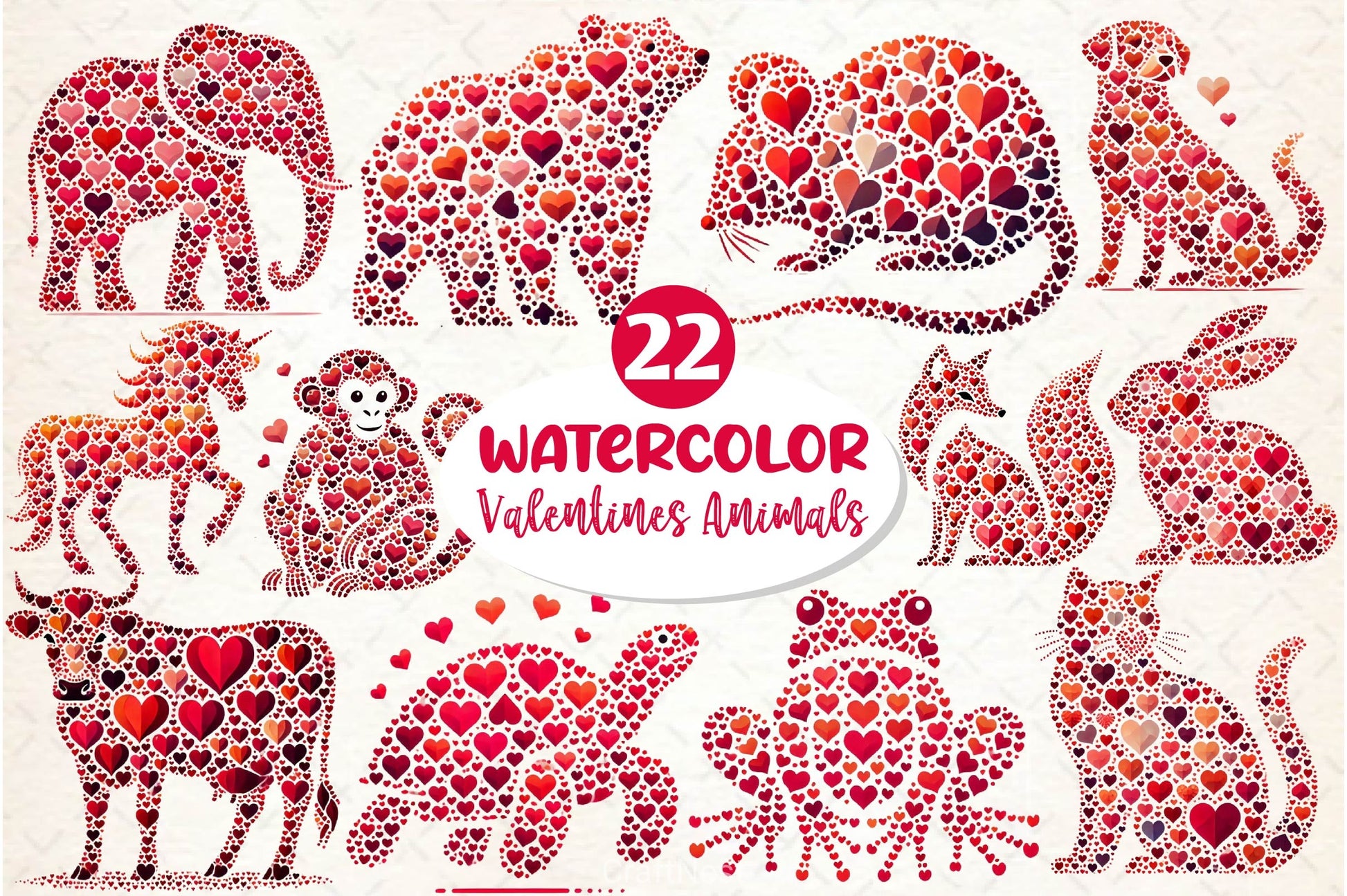Valentines Day Animals Heart Clipart Bundle - CraftNest - Digital Crafting and Art