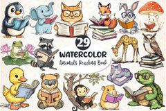 Funny Animals Reading Book Clipart Bundle 3 - CraftNest - Digital Crafting and Art