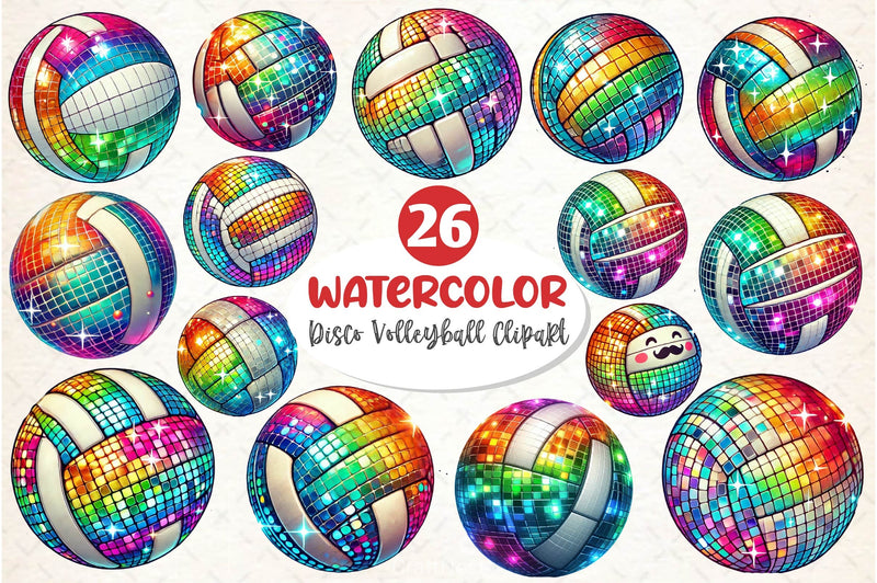 Disco Volleyball Clipart Bundle 2 - CraftNest - Digital Crafting and Art