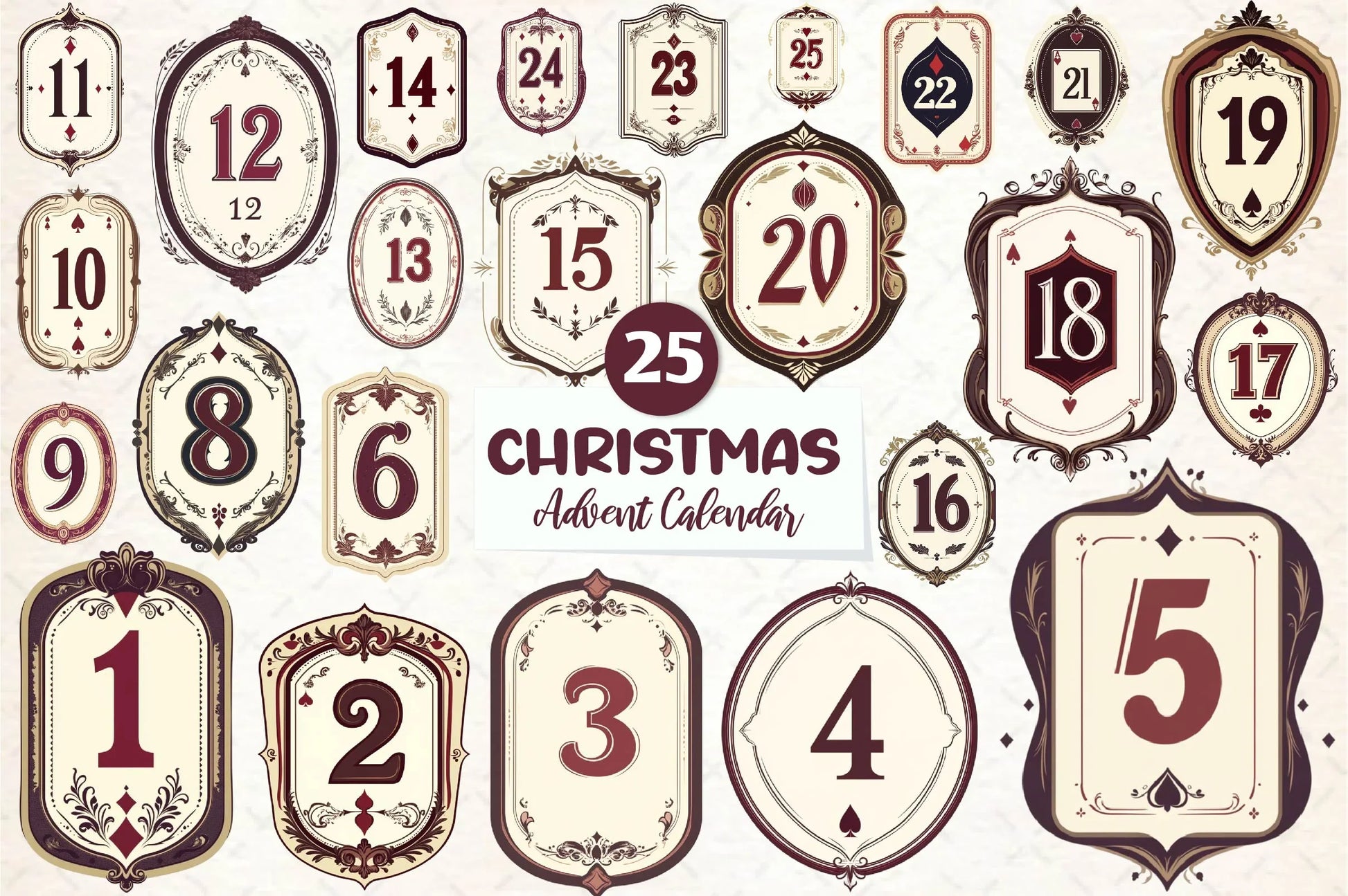 Vintage Christmas Advent Calendar Clipart Bundle - CraftNest - Digital Crafting and Art