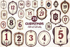 Vintage Christmas Advent Calendar Clipart Bundle - CraftNest - Digital Crafting and Art