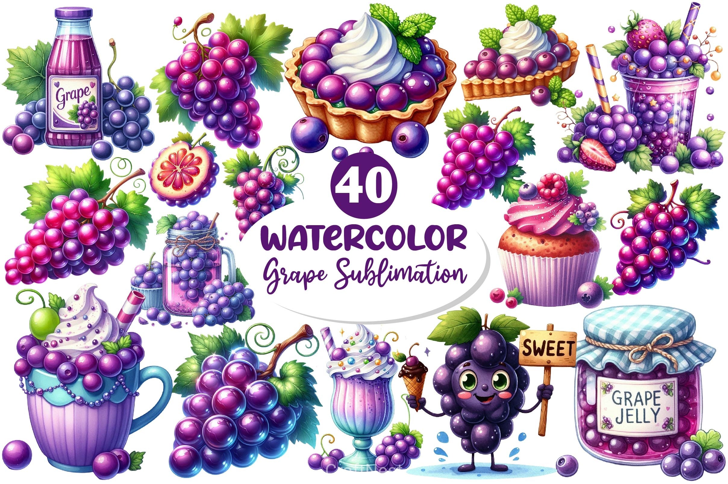 Grape Clipart Bundle 4 - CraftNest - Digital Crafting and Art