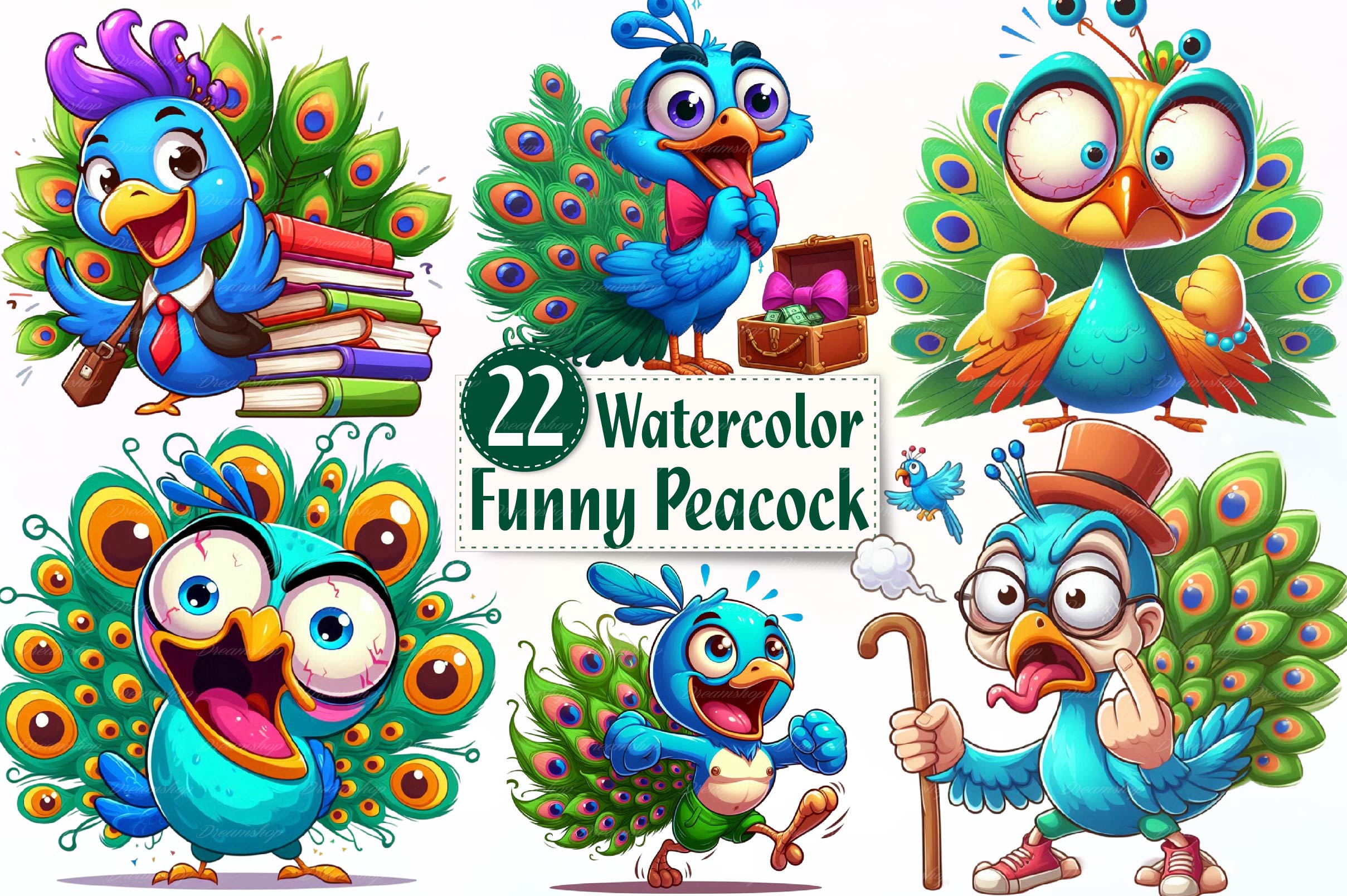 Cute Peacock Clipart Bundle 1 - CraftNest - Digital Crafting and Art