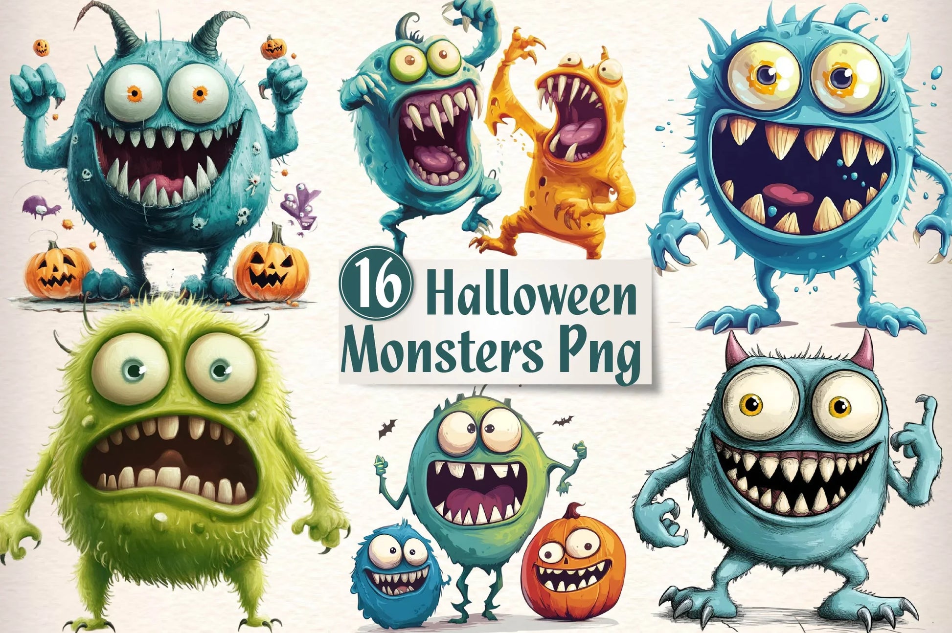 Cute Halloween Monsters Clipart Bundle - CraftNest - Digital Crafting and Art