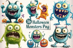Cute Halloween Monsters Clipart Bundle - CraftNest - Digital Crafting and Art