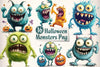 Cute Halloween Monsters Clipart Bundle