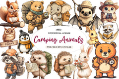 Camping Animals Clipart Bundle - CraftNest - Digital Crafting and Art